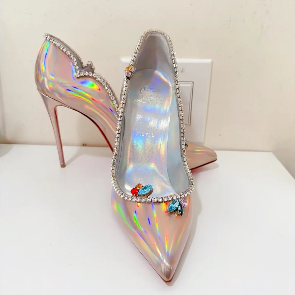 Christian Louboutin Chick Queen Iridescent Jewel Red Sole Pumps - New - Picture 10 of 12